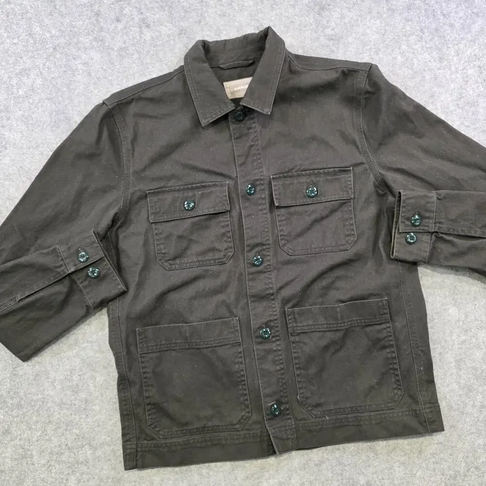 Everlane Jacket Mens Small Black Cotton Chore‎ Utility Field Pockets Workwear